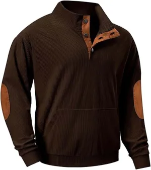 Ugly Christmas Sweatshirts for Men 1/4 Button Stand Collar Pullover Xmas Tree Printed Graphic Long Sleeve Polo Shirt