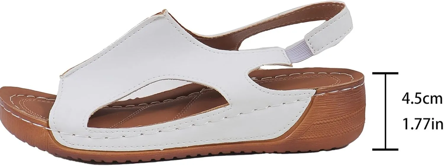 Vacation Sandals for Women Leather Slope Heel Thick Bottom Sandals Fish Mouth Party Wedge Shoes Women