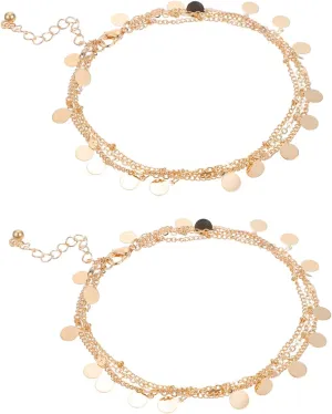 VALICLUD Stylish Silver Anklet for Women Metal Foot Chain Beads Beachy Jewelry Present