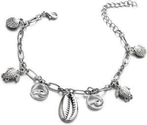 VALICLUD Women's Foot Chain Fashionable Anklets Alloy Anklets Silver Ankle Bracelet Charms Bracelet