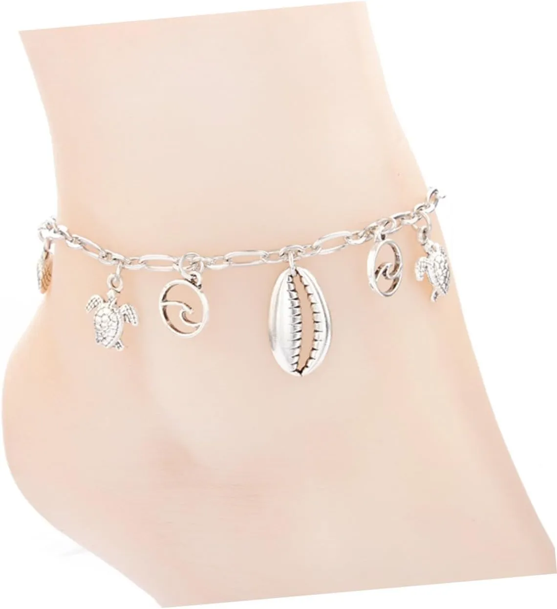 VALICLUD Women's Foot Chain Fashionable Anklets Alloy Anklets Silver Ankle Bracelet Charms Bracelet