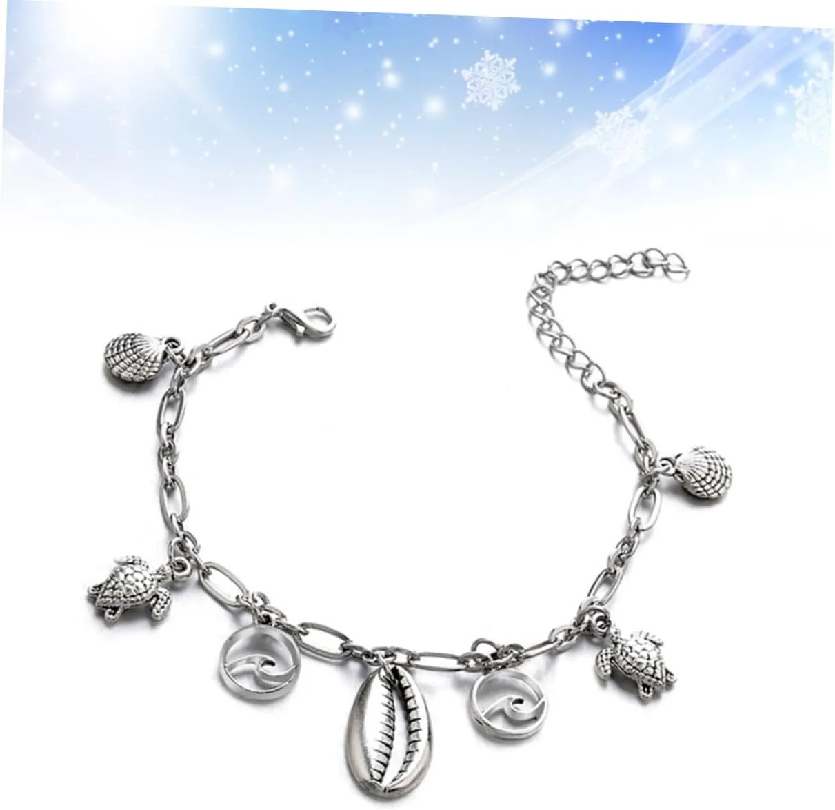 VALICLUD Women's Foot Chain Fashionable Anklets Alloy Anklets Silver Ankle Bracelet Charms Bracelet