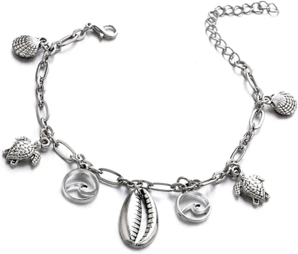 VALICLUD Women's Foot Chain Fashionable Anklets Alloy Anklets Silver Ankle Bracelet Charms Bracelet