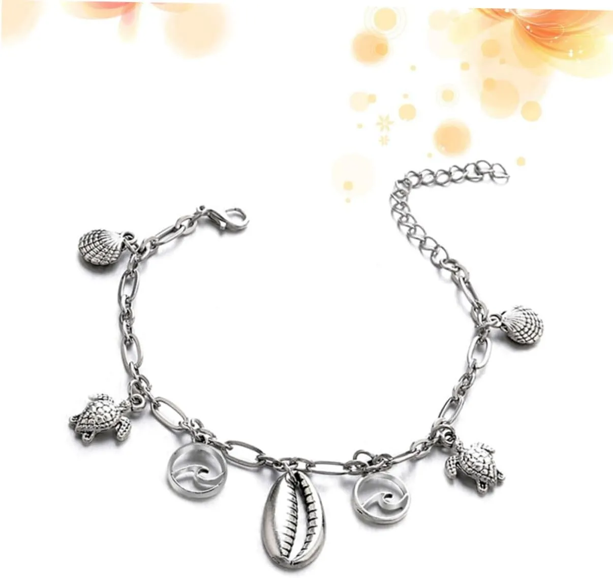 VALICLUD Women's Foot Chain Fashionable Anklets Alloy Anklets Silver Ankle Bracelet Charms Bracelet