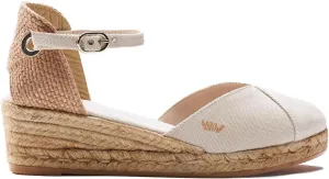 Viscata Pubol Espadrille Canvas Low Wedges with Ankle Strap Spain Handmade 2 Heel Women's Sandals with Breathable Organic Cotton Canvas and 100% Natural Jute for all Occasions: Casual, Work, Party