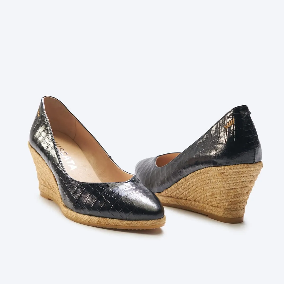 VISCATA Roses Espadrille Leather Wedges Spain Handmade 2  Heel Women's Pumps with Soft, Premium Leather Upper and 100% Natural Jute Midsole for All Occasions: Casual, Work, Party