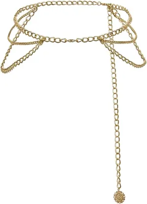 Waist Chains for Women Belly Chains for Women Body Chains for Women Sexy Simple 3 Layers Tassel Waist Chain Gold, 100.5CM