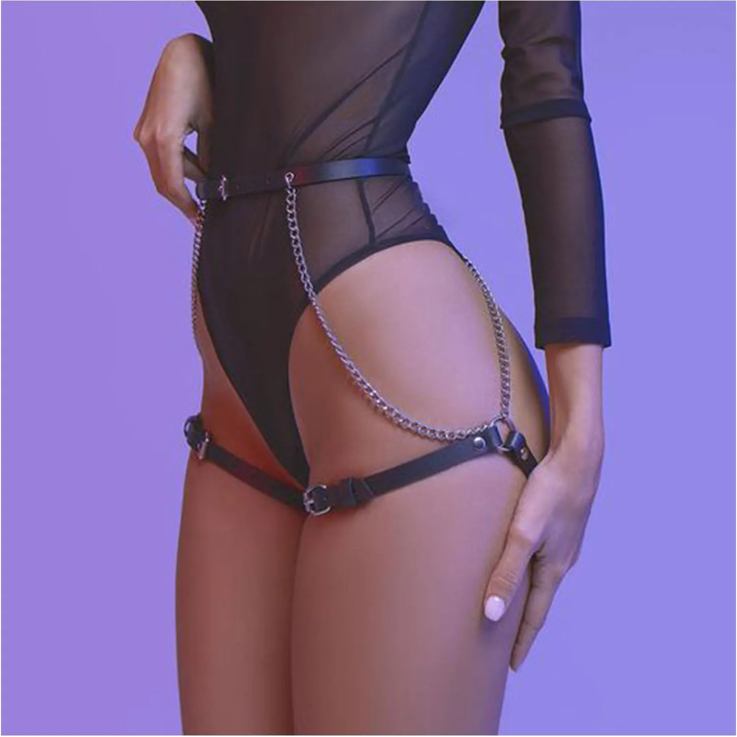 Waist Chains for Women Punk Leather Body Chains Black Waist Chain Layered Belt Belly Chains Rave Party Body Jewelry for Women