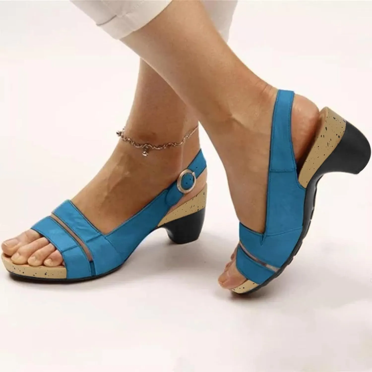 Wedge Sandals for Women 2025 Dressy Comfy Elegant Low Heel Open Toe Breathable Ankle Strap Sandals with Adjustable Buckle