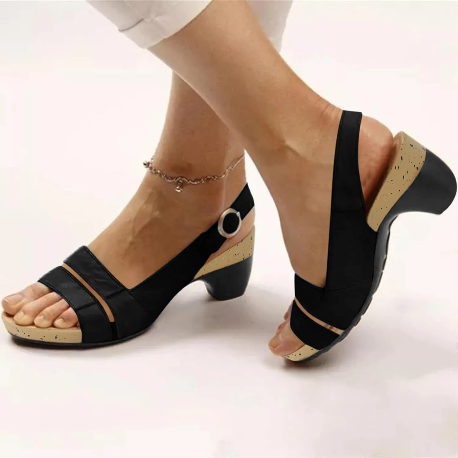 Wedge Sandals for Women 2025 Dressy Comfy Elegant Low Heel Open Toe Breathable Ankle Strap Sandals with Adjustable Buckle