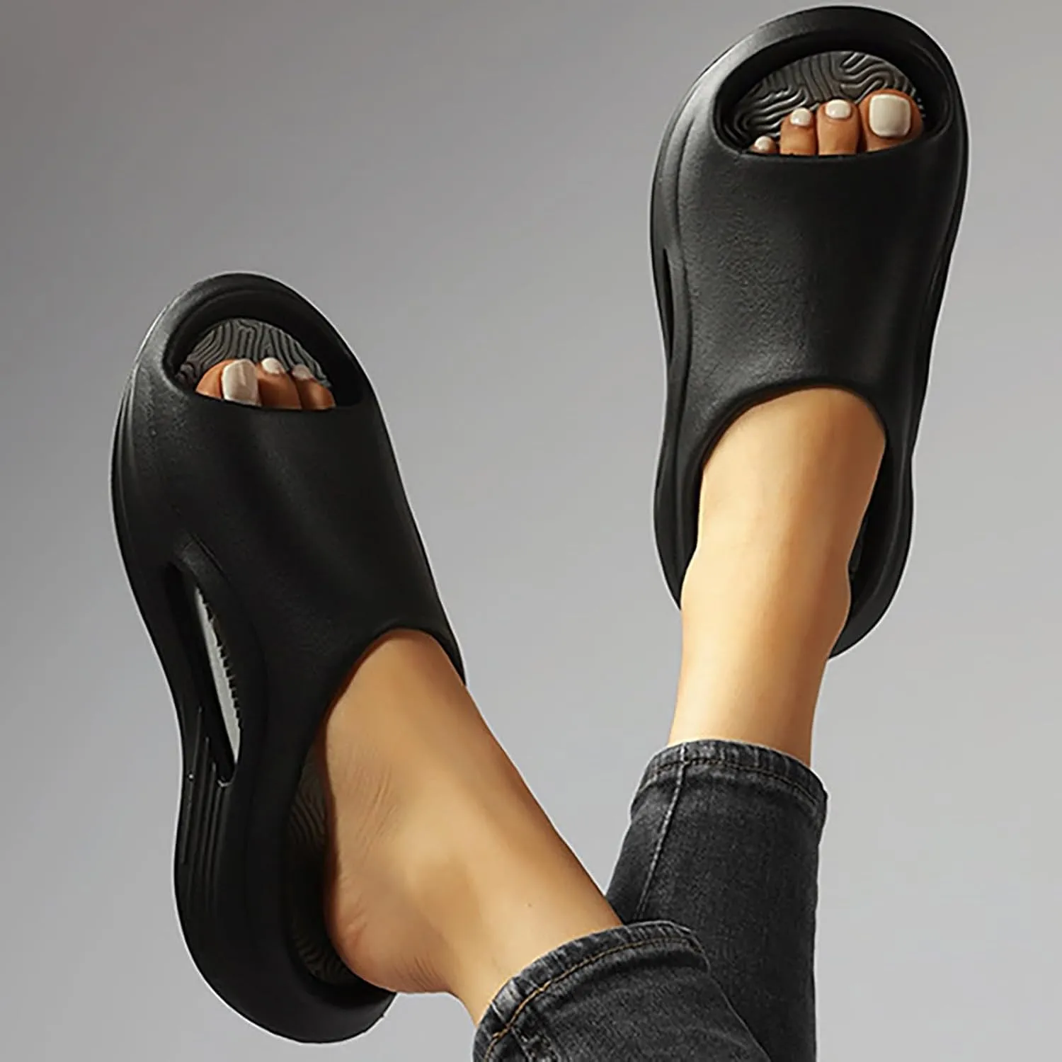 Wedge Sandals for Women Comfortable Wide Width Open Toe Platform Slippers with Arch Support Vacation Beach Shoes