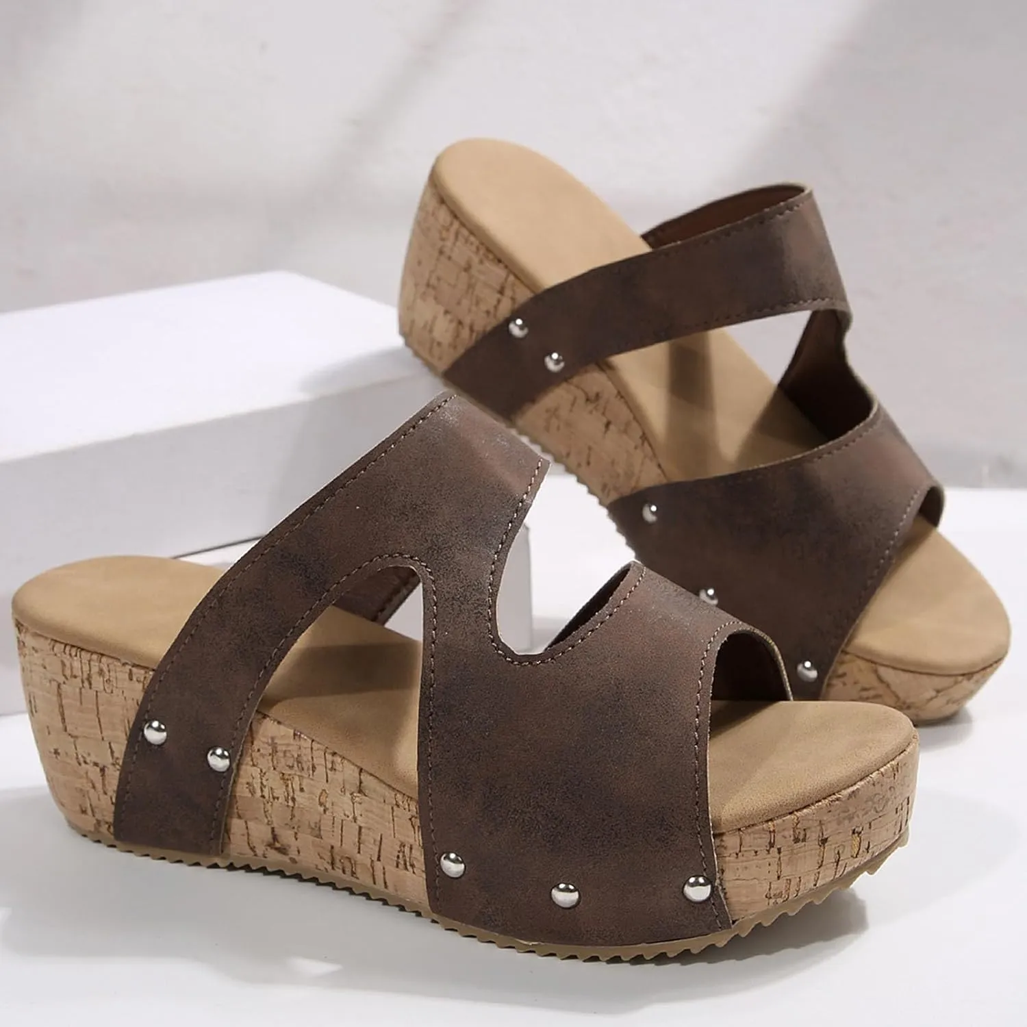 Wedge Sandals for Women Platform High Heels Summer Open Toe Wedge Womens High Heels Platform Wedge Sandals Comfortable Beach Vacation Travel Walking Party Dress Shoes