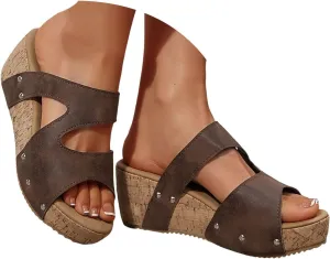 Wedge Sandals for Women Platform High Heels Summer Open Toe Wedge Womens High Heels Platform Wedge Sandals Comfortable Beach Vacation Travel Walking Party Dress Shoes