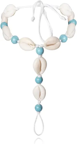 White Ankle Bracelet, Female Anklet Cotton Thread Shell Shape Women's Delicate Ankle Bracelet