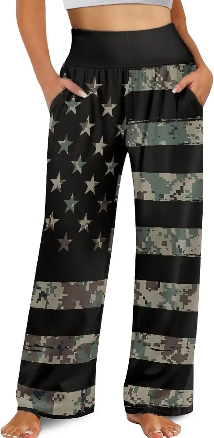 Wide Leg Trouser Pants for Women Plus Size Yoga Pants High Waist Casual Lounge Pant