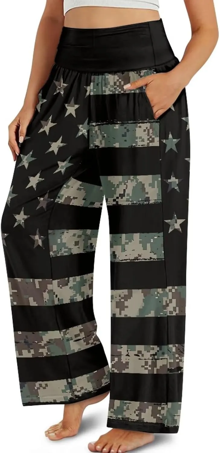 Wide Leg Trouser Pants for Women Plus Size Yoga Pants High Waist Casual Lounge Pant