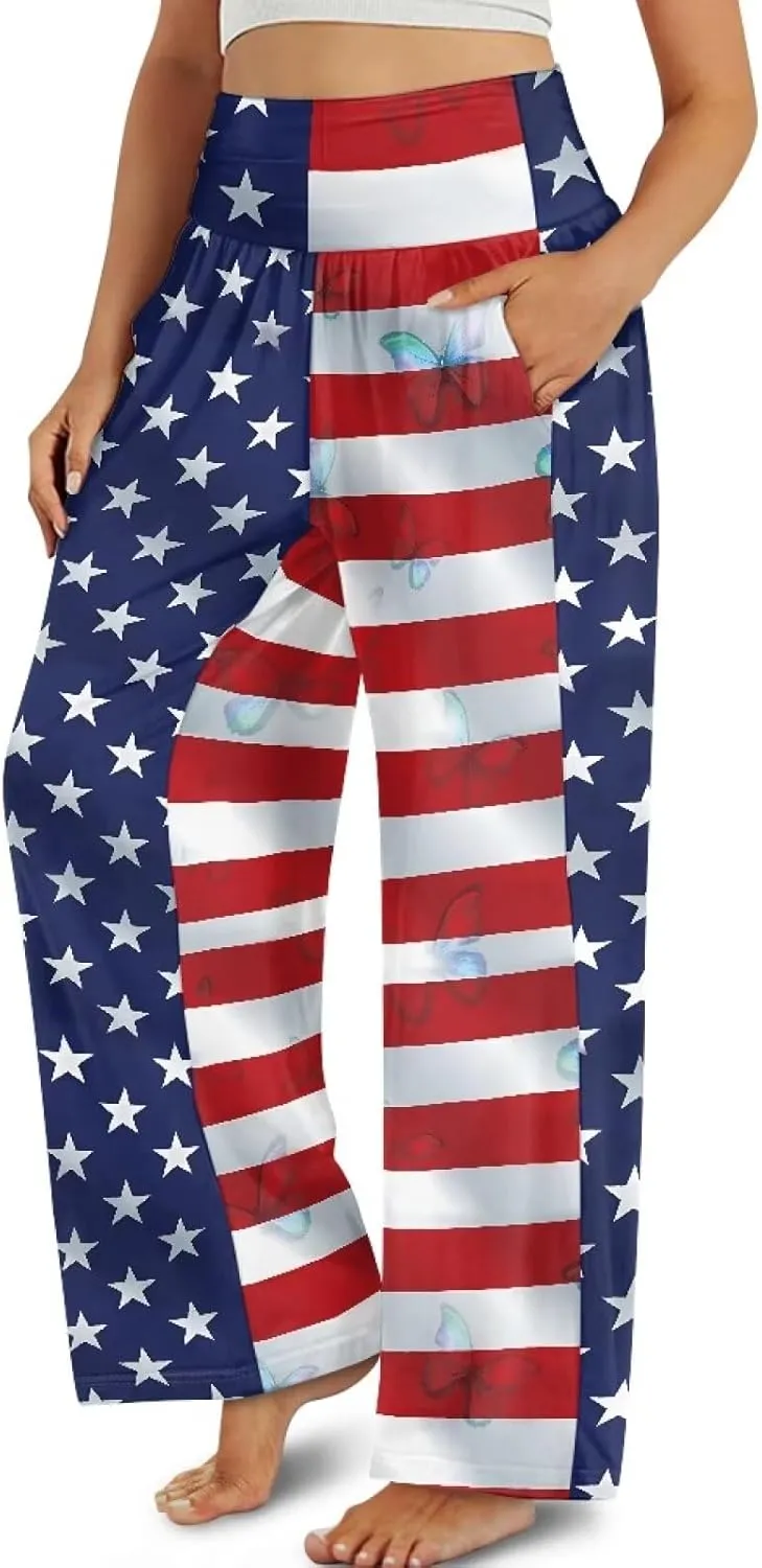 Wide Leg Trouser Pants for Women Plus Size Yoga Pants High Waist Casual Lounge Pant
