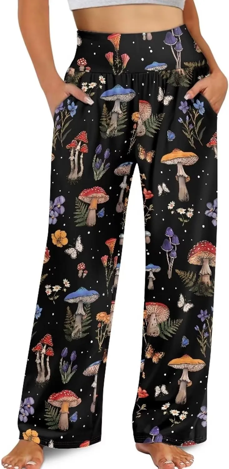 Wide Leg Trouser Pants for Women Plus Size Yoga Pants High Waist Casual Lounge Pant