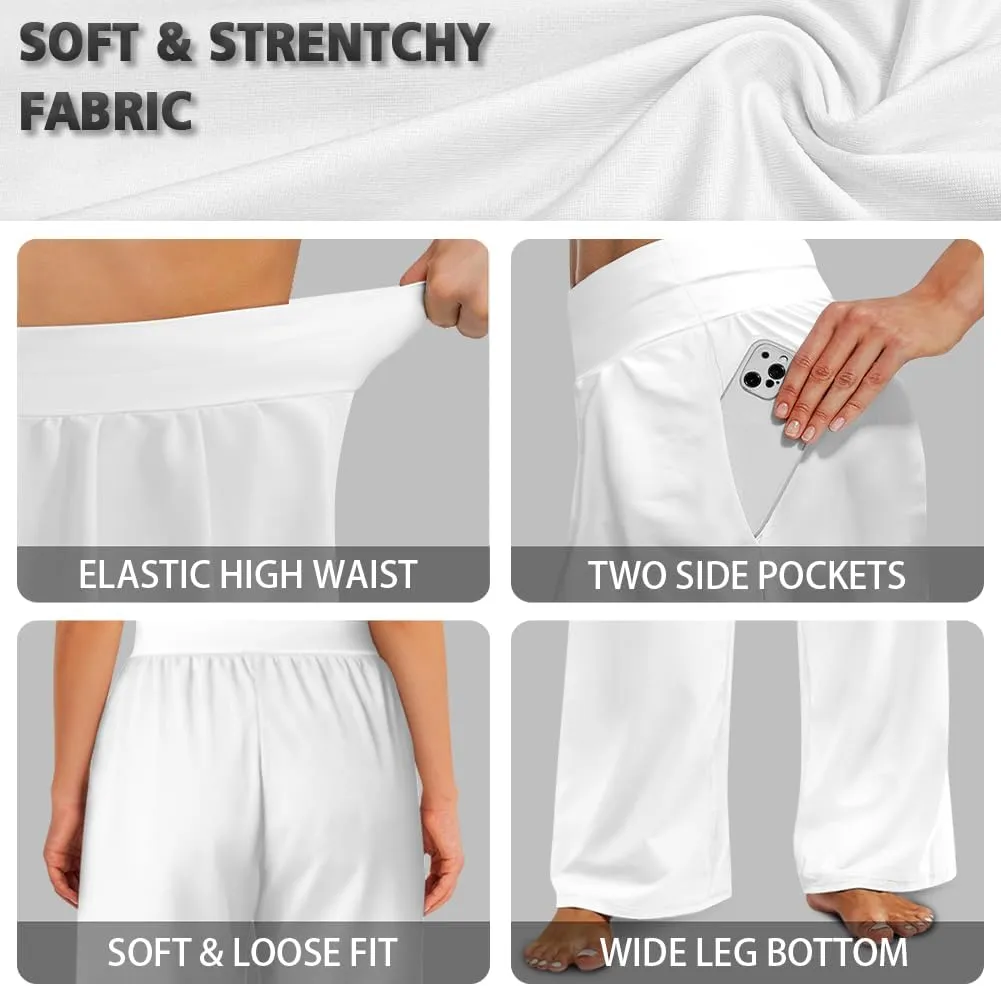 Wide Leg Trouser Pants for Women Plus Size Yoga Pants High Waist Casual Lounge Pant
