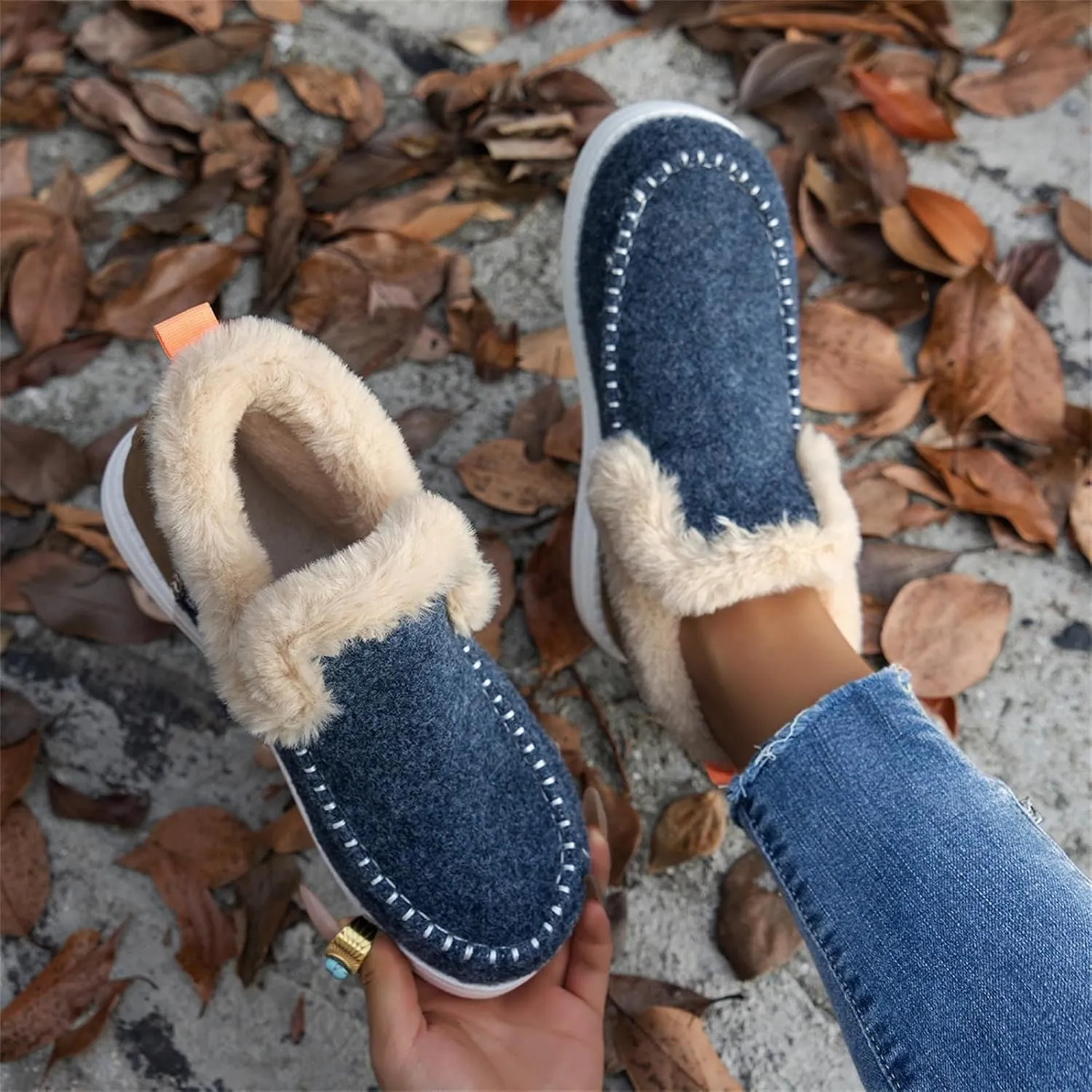 Winter Boots For Women 2024 Dressy Warm Fur Lined Snow Short Ankle Booties Fashion Comfortable Slip On Loafers Shoes