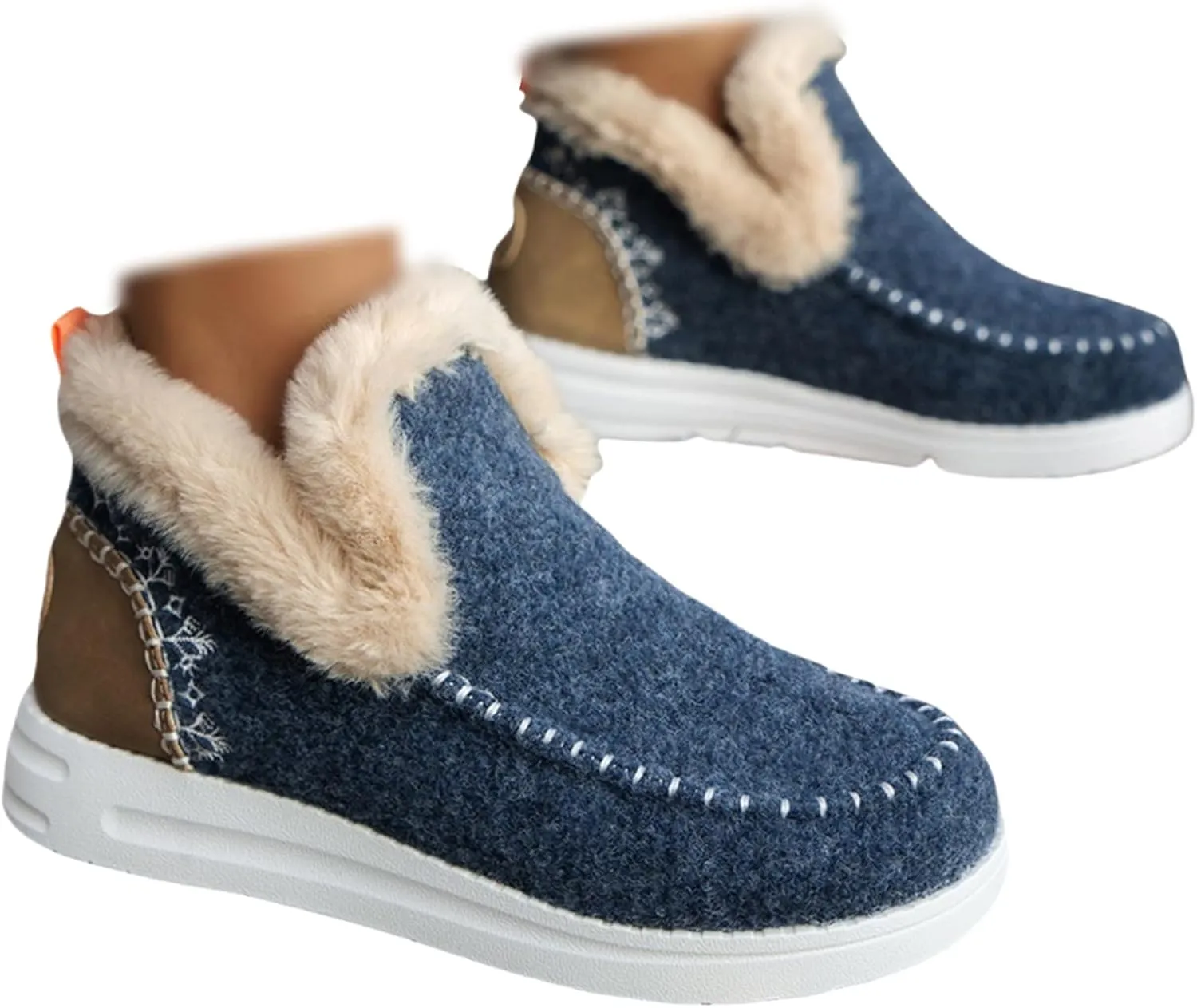 Winter Boots For Women 2024 Dressy Warm Fur Lined Snow Short Ankle Booties Fashion Comfortable Slip On Loafers Shoes
