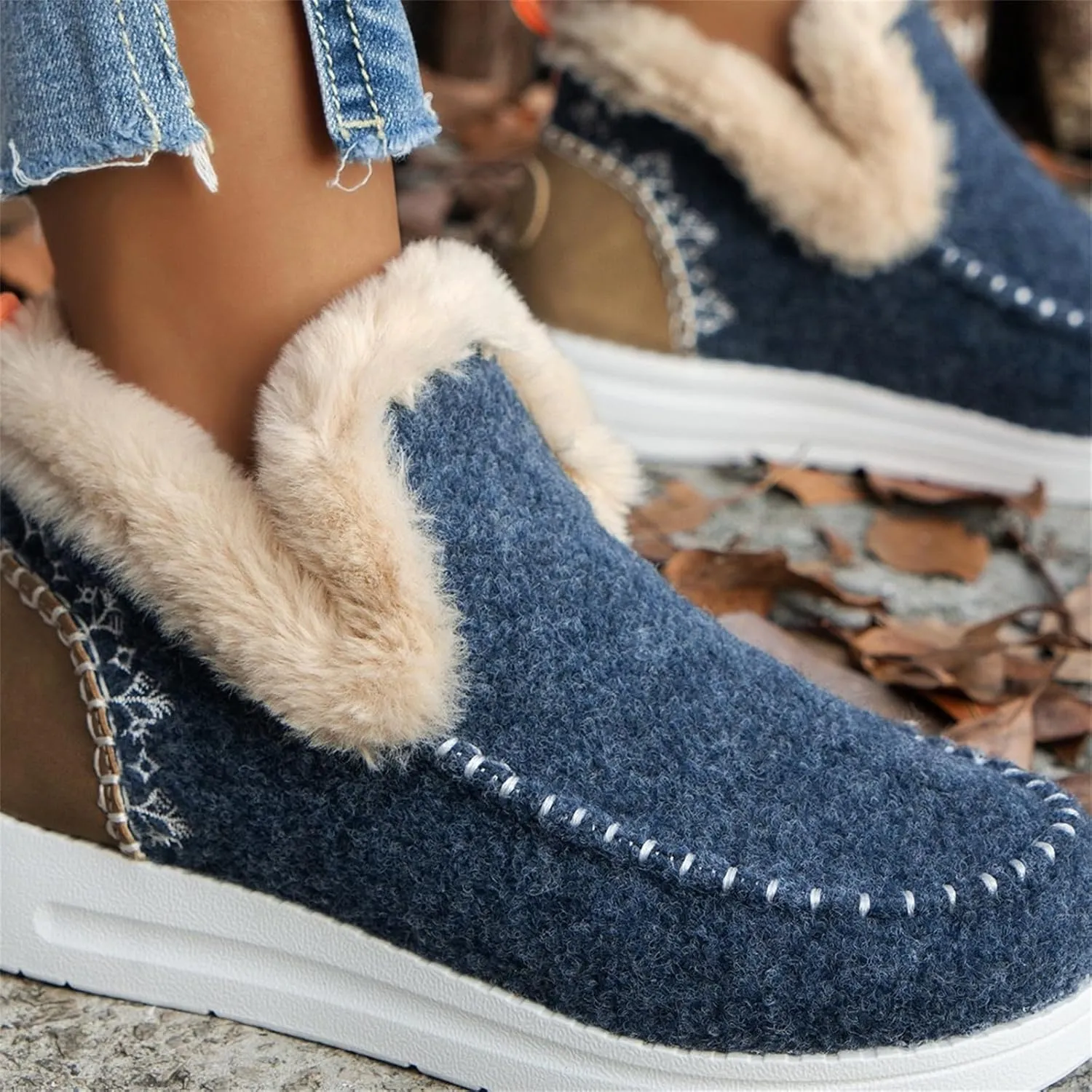 Winter Boots For Women 2024 Dressy Warm Fur Lined Snow Short Ankle Booties Fashion Comfortable Slip On Loafers Shoes