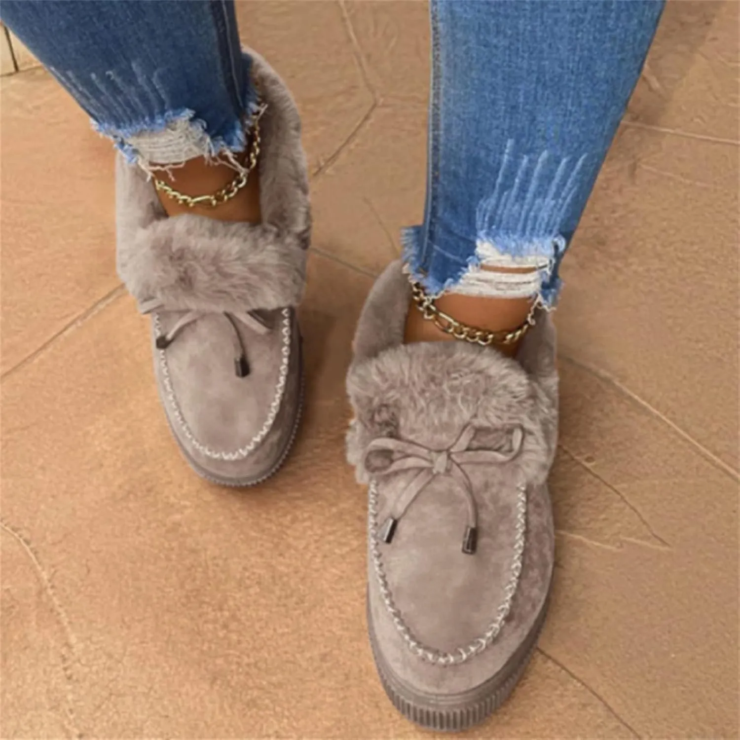 Winter Boots For Women Fashion Ankle Boot Slip On Comfortable Snow Fuzzy Booties Sneaker Casual Walking Shoes Loafers