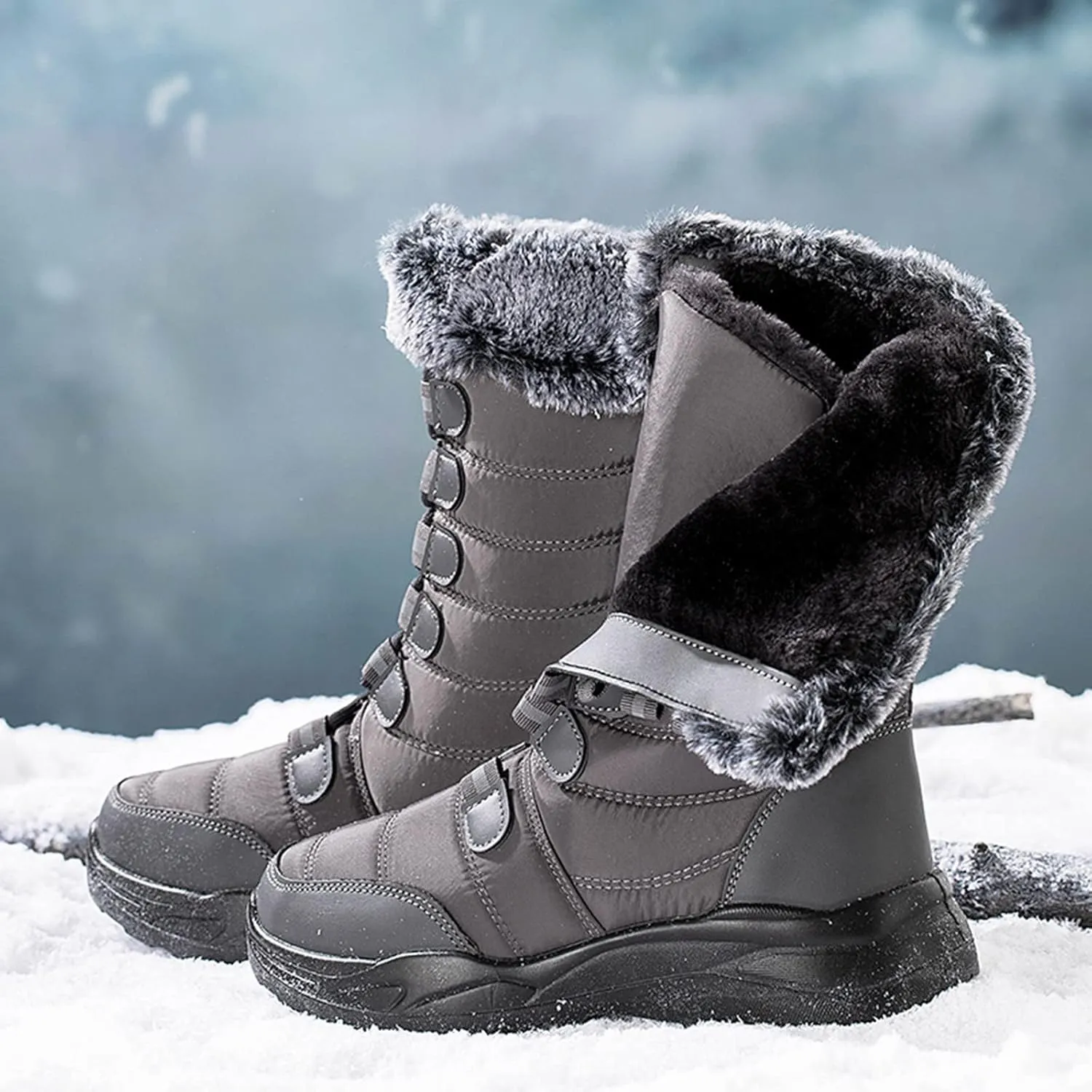 Winter Snow Boots for Women 2023 Womens Black Snow Boots Womens Snow Pants Waterproof Insulated Womens Waterproof Insulated Boots Wide Calf Botas De Invierno Para Mujer Tacon Alto