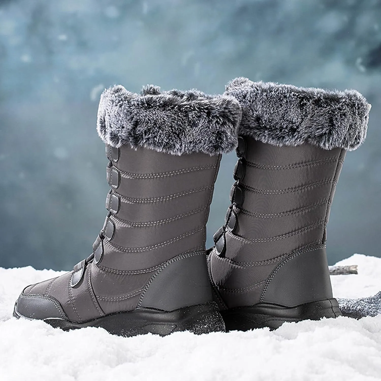Winter Snow Boots for Women 2023 Womens Black Snow Boots Womens Snow Pants Waterproof Insulated Womens Waterproof Insulated Boots Wide Calf Botas De Invierno Para Mujer Tacon Alto