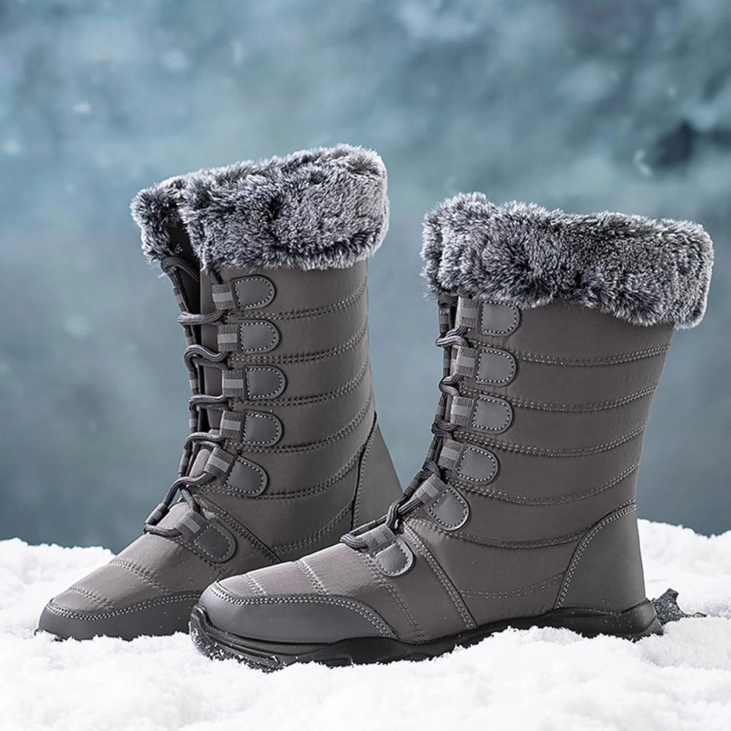 Winter Snow Boots for Women 2023 Womens Black Snow Boots Womens Snow Pants Waterproof Insulated Womens Waterproof Insulated Boots Wide Calf Botas De Invierno Para Mujer Tacon Alto