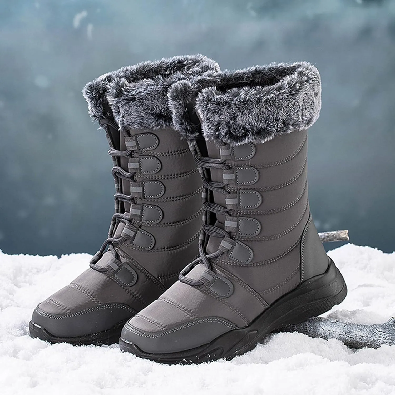 Winter Snow Boots for Women 2023 Womens Black Snow Boots Womens Snow Pants Waterproof Insulated Womens Waterproof Insulated Boots Wide Calf Botas De Invierno Para Mujer Tacon Alto