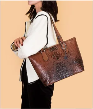 Women 3PCS Tote Bag Crocodile Pattern Handbag Leather Shoulder Purse Work Satchel