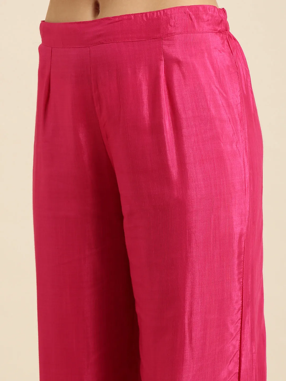 Women Anarkali Pink Ethnic Floral Kurta Sets with Trousers & Dupatta