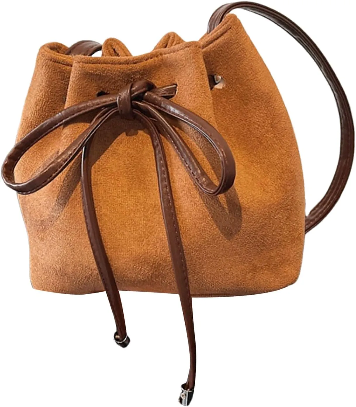Women Bag Sweet Bows Crossbody Bag Drawstring Shoulder Bag Aesthetic Bucket Bag PU Leather Messengers Bag for Everyday Crossbody Bags