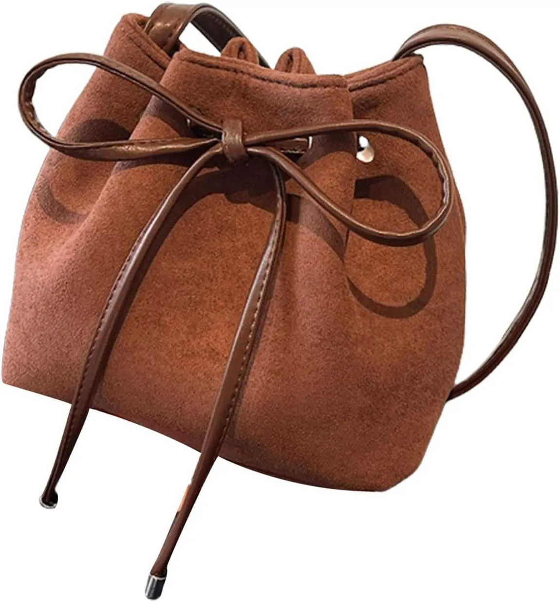 Women Bag Sweet Bows Crossbody Bag Drawstring Shoulder Bag Aesthetic Bucket Bag PU Leather Messengers Bag for Everyday Crossbody Bags