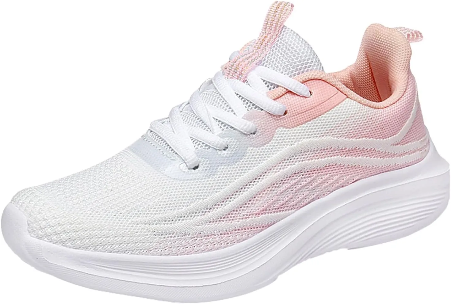 Women Casual Sneaker Lace Up Lightweight Breathable Athletic Shoes Fashion Mesh Running Sneakers Wide Width Walking Shoes