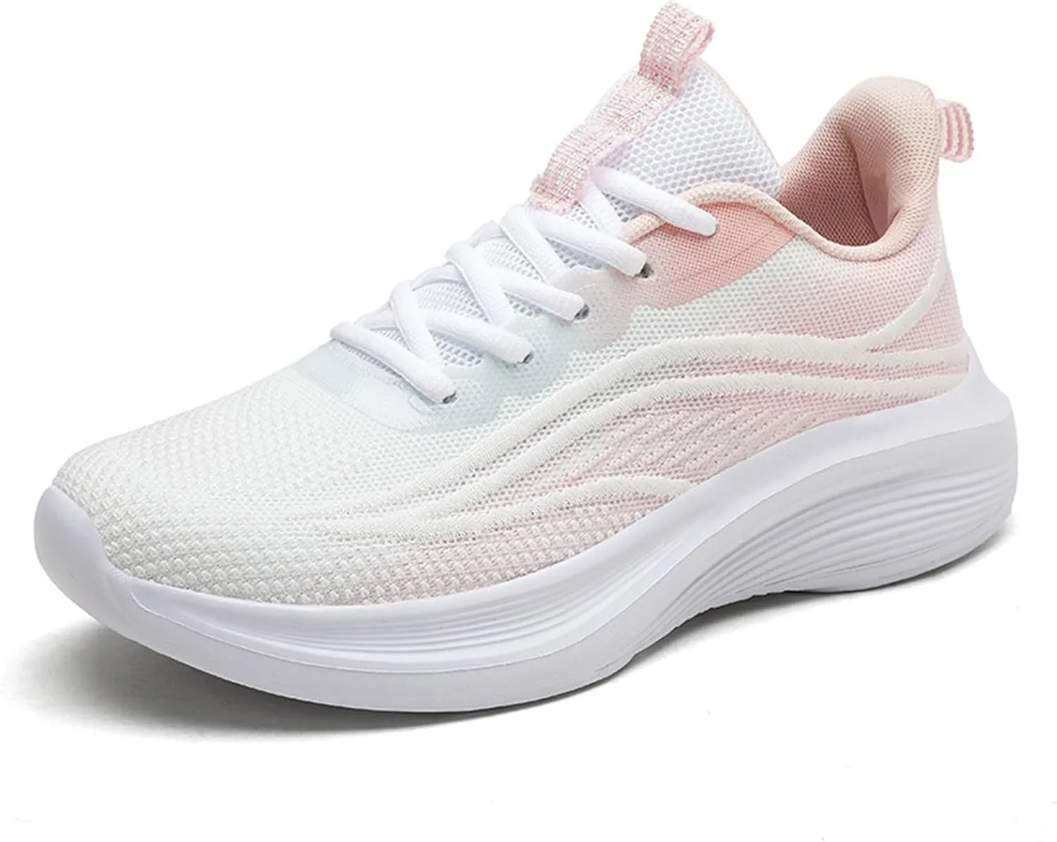 Women Casual Sneaker Lace Up Lightweight Breathable Athletic Shoes Fashion Mesh Running Sneakers Wide Width Walking Shoes