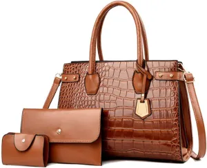 Women Crocodile Pattern Shoulder Crossbody Bags Vintage Satchel Bag Purse