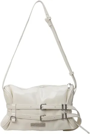 Women Crossbody Bag Double Belted Strap PU Leather Satchel Purse Solid Color Hobo Bag Zipper Clutch Purse Travel