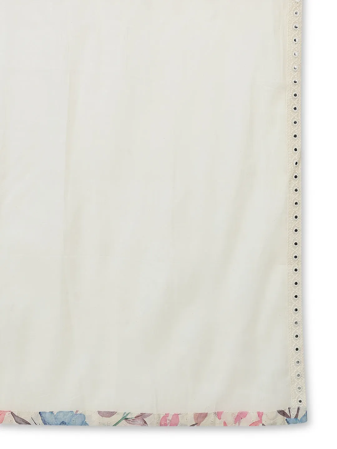 Women Ethnic Floral Cream Kurta Set with Dupatta