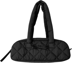 Women Handbag Quilted Nylon Satchel Purse Bowknot Hobo Bag with Inner Pockets Puffer Bag for Shopping Work Travel