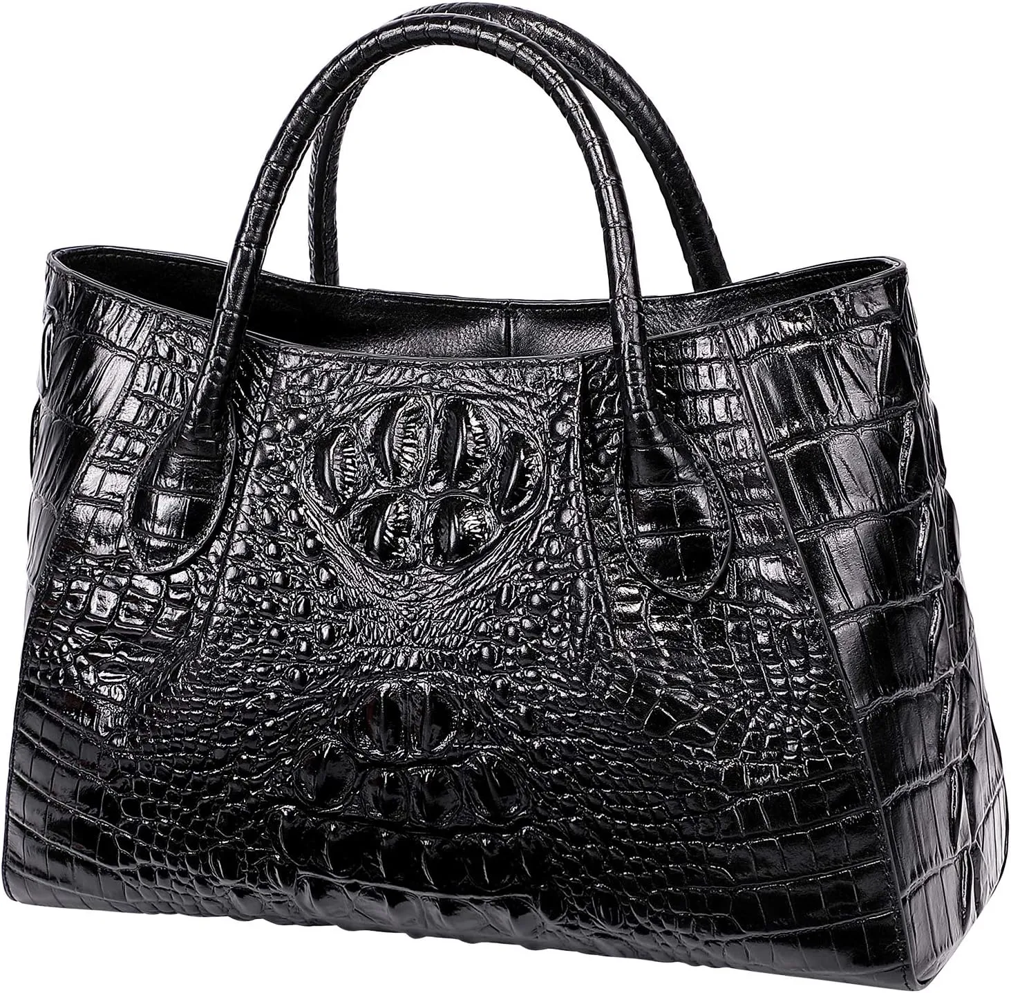Women Handbags Crocodile Purse Designer Top Handle Satchel Handbags For Women (5002A, Brown)