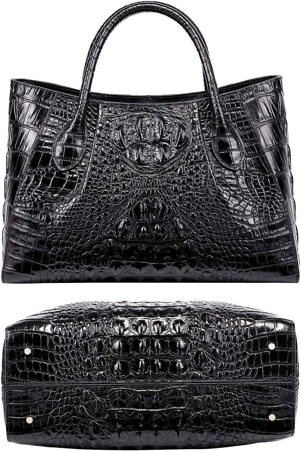 Women Handbags Crocodile Purse Designer Top Handle Satchel Handbags For Women (5002A, Brown)