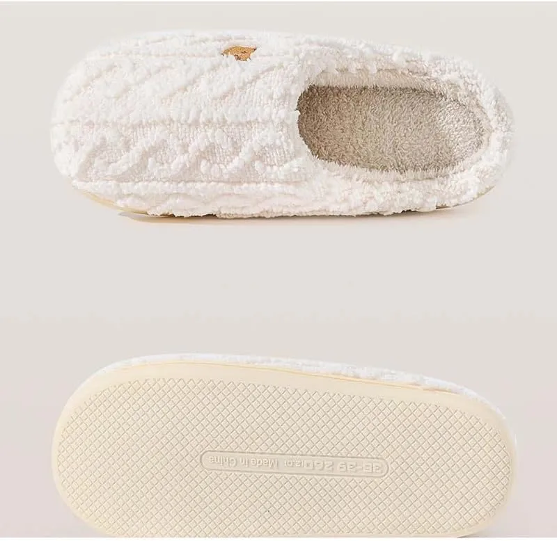 Women Men Knitted Wool Home Slippers Soft Fleece Memory Foam Indoor Shoes Non Slip