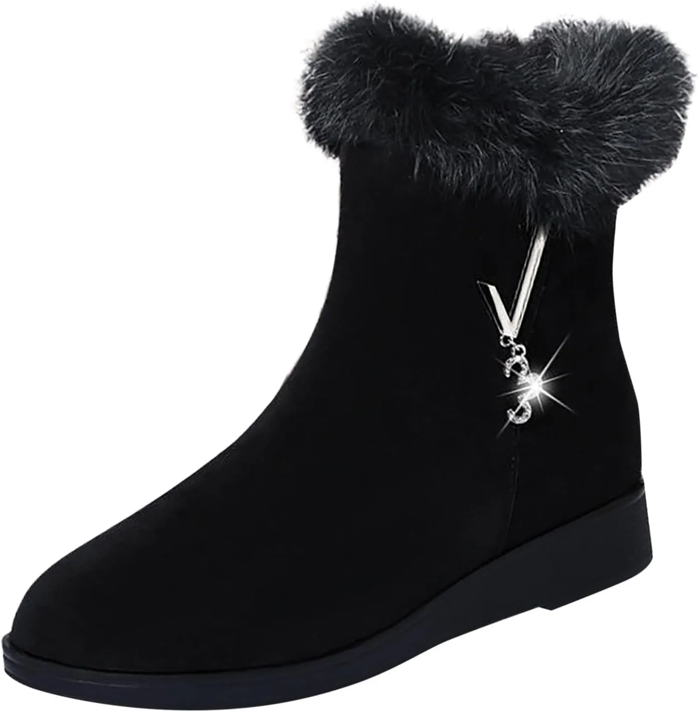Women Snow Boots Waterproof Anti-slip Winter Boots Classic Fuzzy Fur Booties Lightweight Slip on Ankle Boots Comfortable Winter Shoes Trekking Shoes