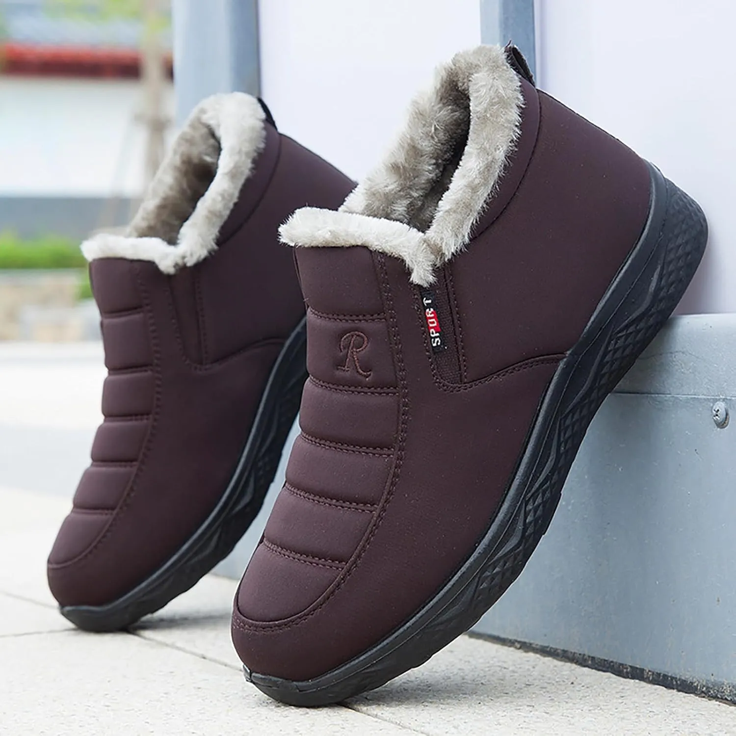 Women Snow Boots Waterproof Winter Boots Non Slip Fully Fur Booties Casual Slip on Ankle Boots Thickening Winter Shoes Walking Hiking Booties