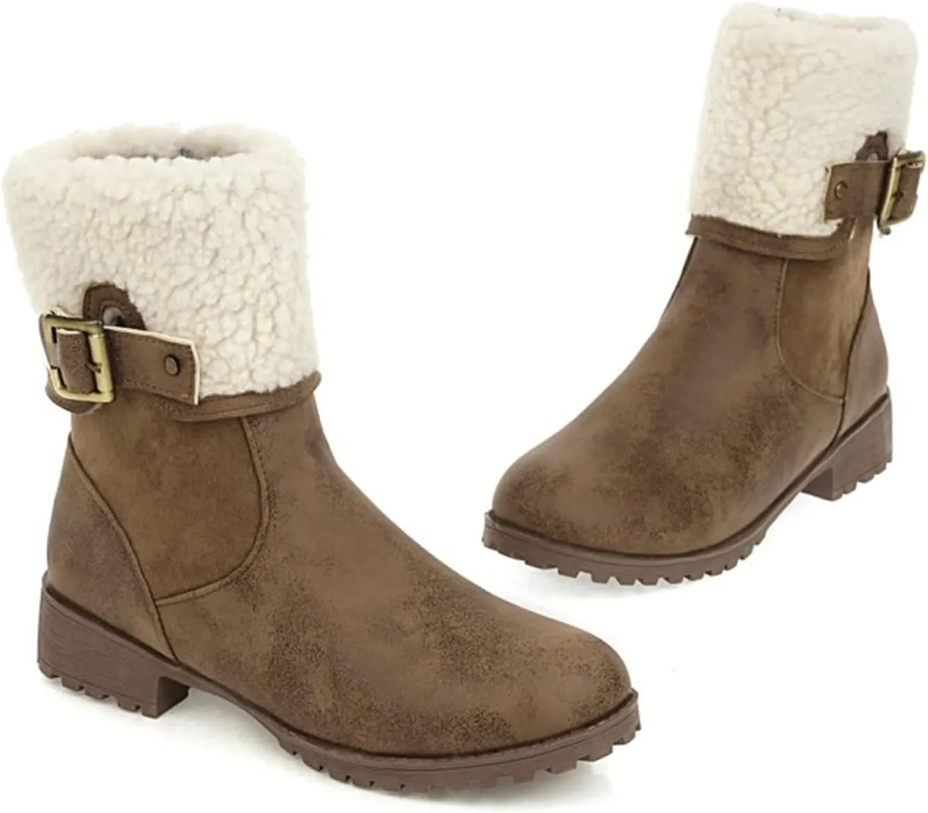Women Snow Boots Waterproof Winter Boots Non Slip Warm Fur Booties Lightweight Slip on Ankle Boots Thickening Winter Shoes Walking Hiking Booties