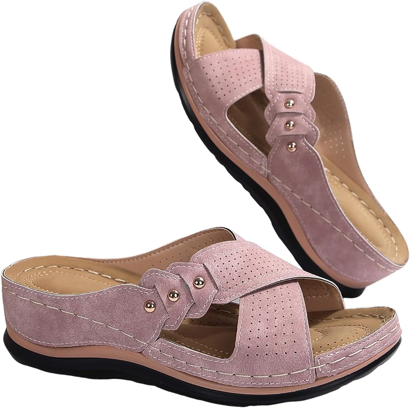 Women Summer Orthopedic Wedge Sandals 2025 Open Toe Bohemian Sandals Party Dress Wedding Dance Shoes Comfortable Soft Sole Fashionable Wedge Sandal