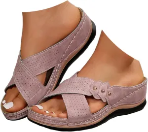 Women Summer Orthopedic Wedge Sandals 2025 Open Toe Bohemian Sandals Party Dress Wedding Dance Shoes Comfortable Soft Sole Fashionable Wedge Sandal