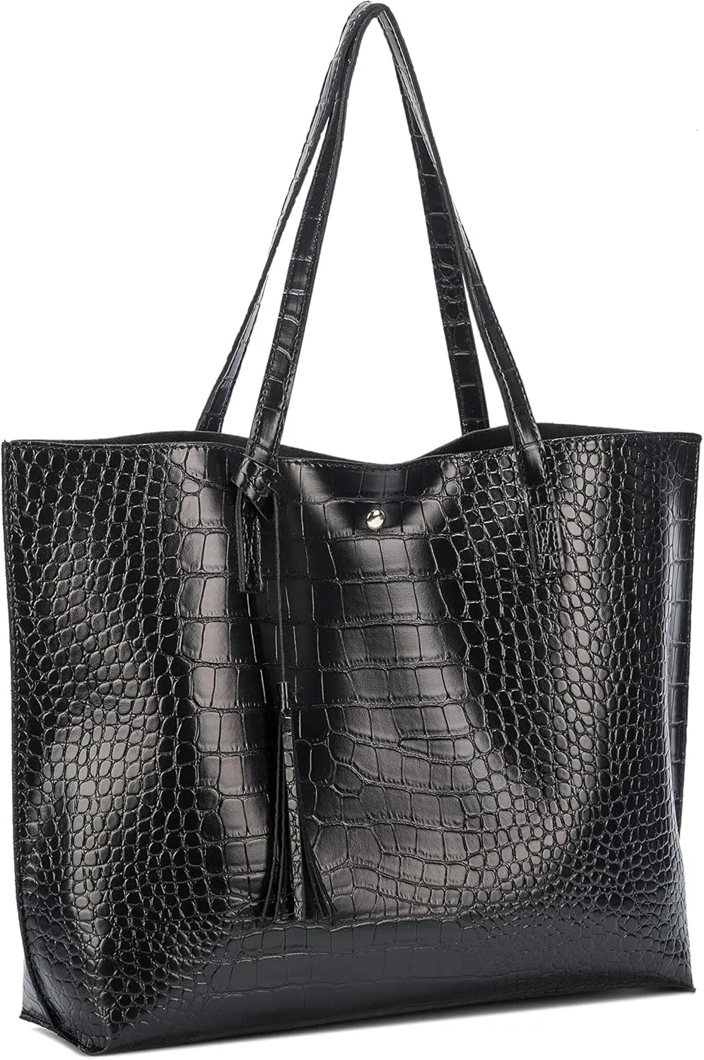 Women Tote Bags Top Handle Satchel Handbags PU Faux Leather Tote Bag with Tassel Shoulder Purse